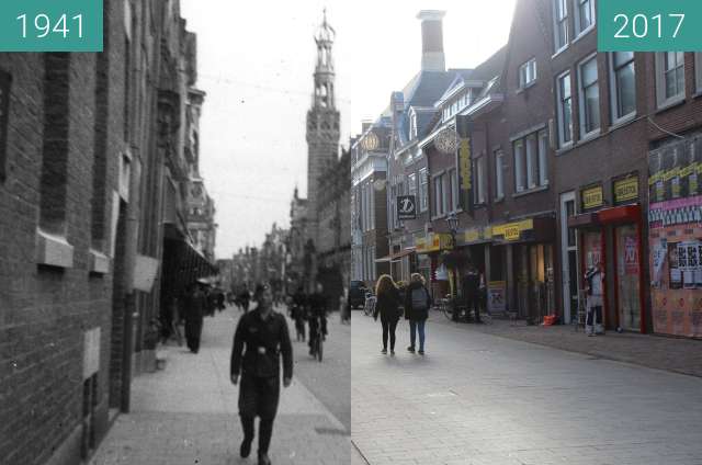 Before-and-after picture of German soldier in Alkmaar between 1941 and 2017-Feb-21