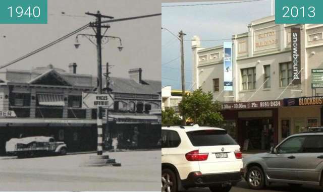 Before-and-after picture of Victoria and Lyons Roads, Drummoyne between 1940 and 2013