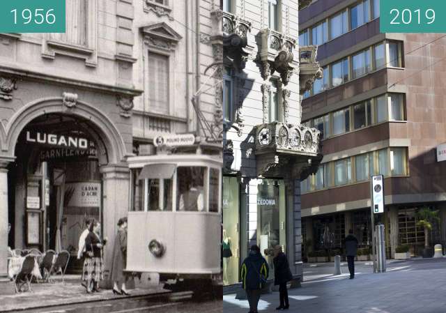 Vorher-Nachher-Bild von Tram Lugano zwischen 1956 und 03.2019