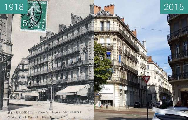 Before-and-after picture of Grenoble | L'Art Nouveau (1918) between 1918 and 2015