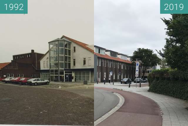 Before-and-after picture of Kwakelkade cheese warehouse between 1992-Mar-10 and 2019-Jul-16