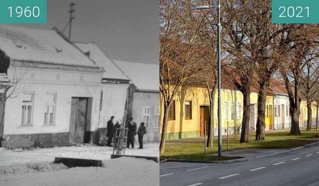 Before-and-after picture of Mittlere Hauptstraße Nickelsdorf between 12/1960 and 2021-Jan-20