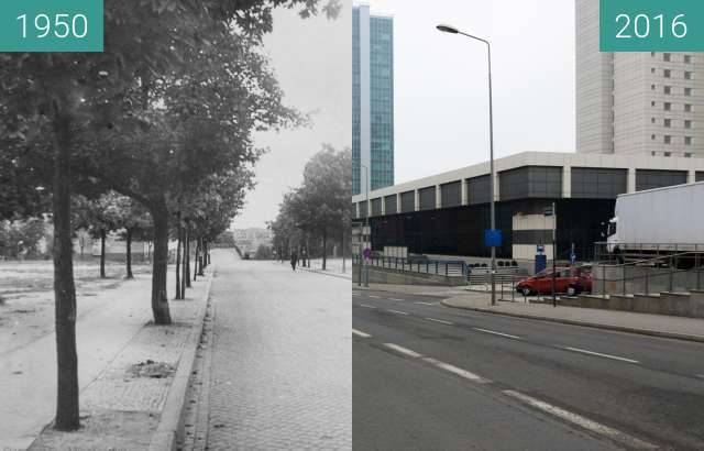 Image avant-après de Ulica Kościuszki entre 1950 et 2016