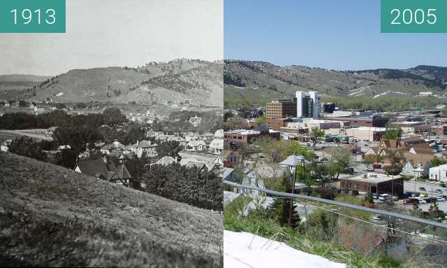 Before-and-after picture of Rapid City, probably before 1913 between 1913 and 2005-May-13