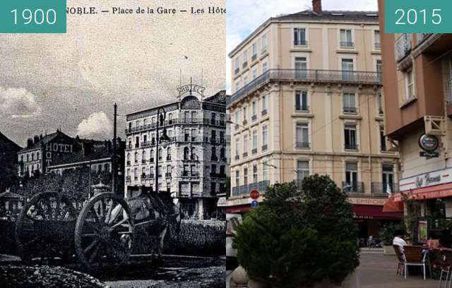 Vorher-Nachher-Bild von Grenoble | Place de la Gare  zwischen 1900 und 2015