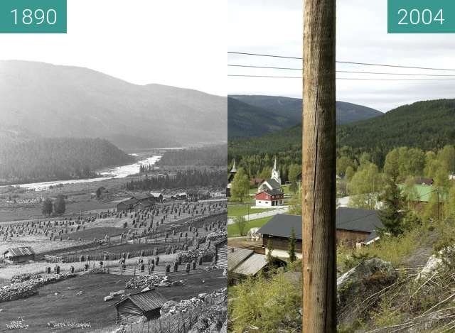 Before-and-after picture of Torpo between 1890 and 2004