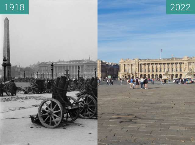 Image avant-après de Place de la Concorde entre 10.1918 et 10.2022