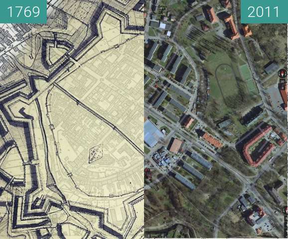 Vorher-Nachher-Bild von Dąbie-Altdamm 1769-2011 zwischen 1769 und 2011