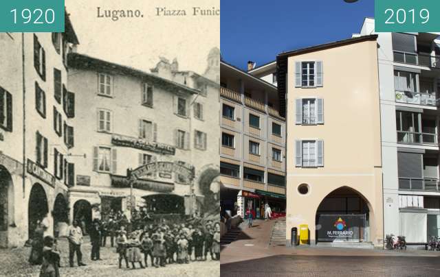 Vorher-Nachher-Bild von Piazza Cioccaro zwischen 1920 und 03.2019