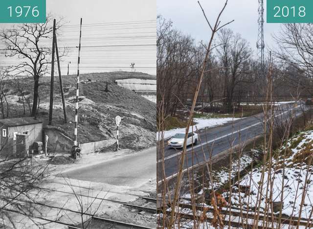 Vorher-Nachher-Bild von Przejazd kolejowy przez ulicę Lutycką zwischen 1976 und 21.01.2018