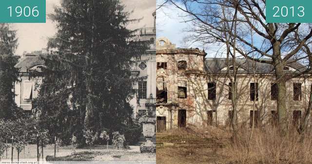 Vorher-Nachher-Bild von Pałac w Brzezince zwischen 1906 und 2013