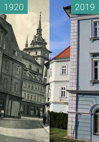 Before-and-after picture of Lázně Teplice between 1920 and 2019-Nov-19