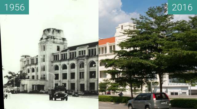 Before-and-after picture of Sulaiman Building (former Sharia Court) between 1956 and 2016-Jul-29