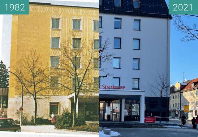 Vorher-Nachher-Bild von Sparkassenplatz 1 Traunstein zwischen 1982 und 15.01.2021