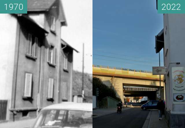 Before-and-after picture of Eisenbahnstraße, 12, 76744 Maximiliansau between 1970 and 2022-Feb-10