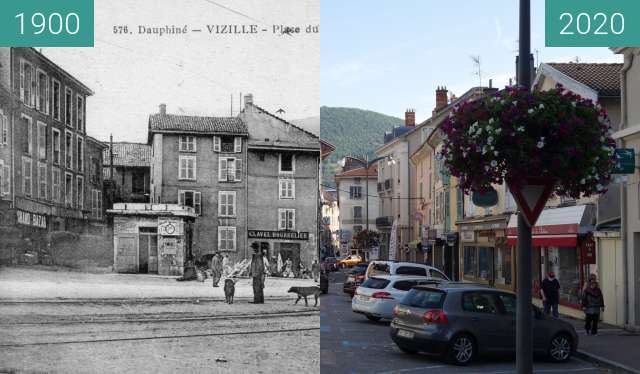 Image avant-après de Place du Chateau entre 1900 et 08.2020