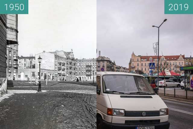 Vorher-Nachher-Bild von Rynek Łazarski zwischen 1950 und 2019