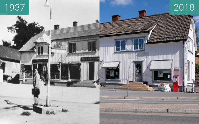 Before-and-after picture of "Langgården" in Asker, Norway between 1937 and 2018-Aug-05