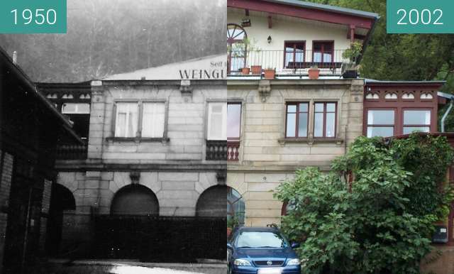 Before-and-after picture of Haus bei Neustadt between 1950 and 2002