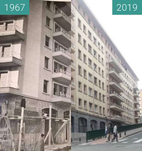 Before-and-after picture of Tiboli Kalea/Calle Tiboli between 1967 and 2019-May-05