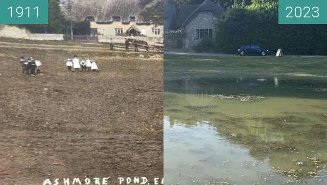 Vorher-Nachher-Bild von Ashmore pond. Empty. September 1911 zwischen 09.1911 und 22.06.2023