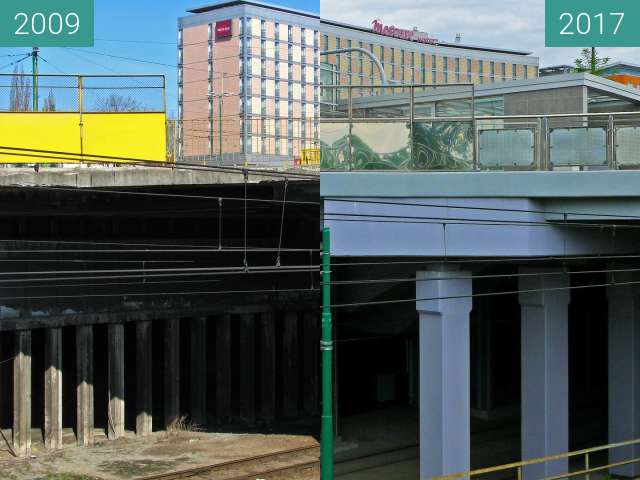 Vorher-Nachher-Bild von Rondo Kaponiera. Hotel Mercure. Poznań. zwischen 2009 und 2017