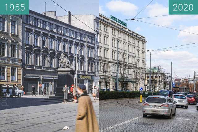 Vorher-Nachher-Bild von Aleje Marcinkowskiego zwischen 1955 und 08.03.2020