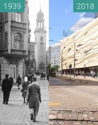 Vorher-Nachher-Bild von Aleje Marcinkowskiego zwischen 1939 und 2018