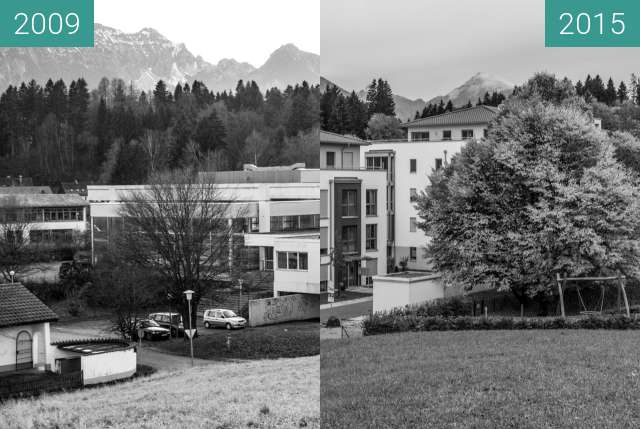 Image avant-après de Zeit im Bild | 47°34'32" N 10°41'57" E| Hallenbad entre 18 nov. 2009 et 13 oct. 2015