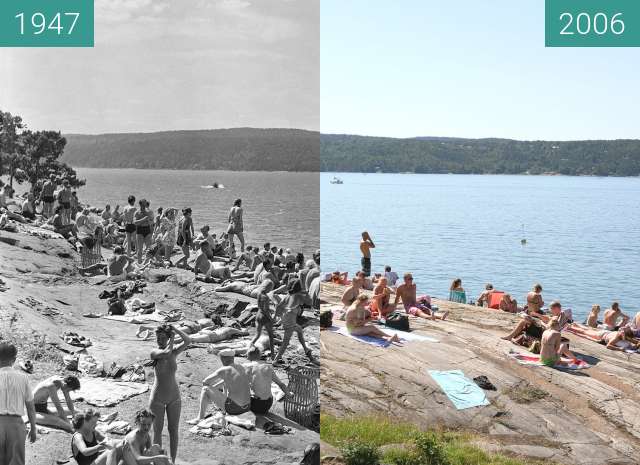 Before-and-after picture of Ingierstrand between 1947 and 2006