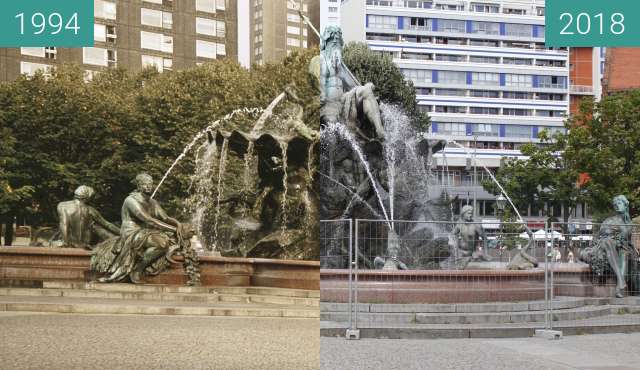 Before-and-after picture of Berlin-Neptunbrunnen between 1994 and 2018-Aug-05