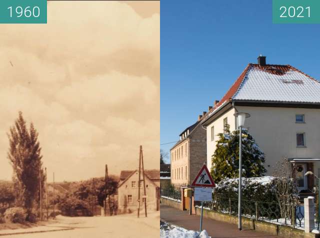 Before-and-after picture of Teicha Dorfstraße (ehem. Post) between 1960 and 2021-Jan-31