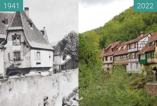 Before-and-after picture of Kaysersberg between 1941 and 2022-May-05