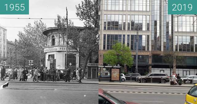 Vorher-Nachher-Bild von Budapest, Astoria, 1 Múzeum Boulevard. zwischen 1955 und 22.04.2019