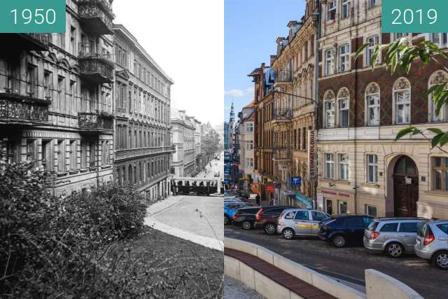 Vorher-Nachher-Bild von Ulica Ogrodowa zwischen 1950 und 2019