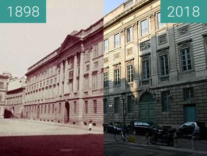 Before-and-after picture of Palazzo Belgioioso between 1898 and 2018