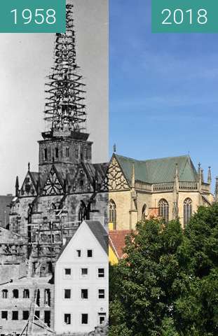 Before-and-after picture of Marienkirche between 1958 and 2018-Aug-02