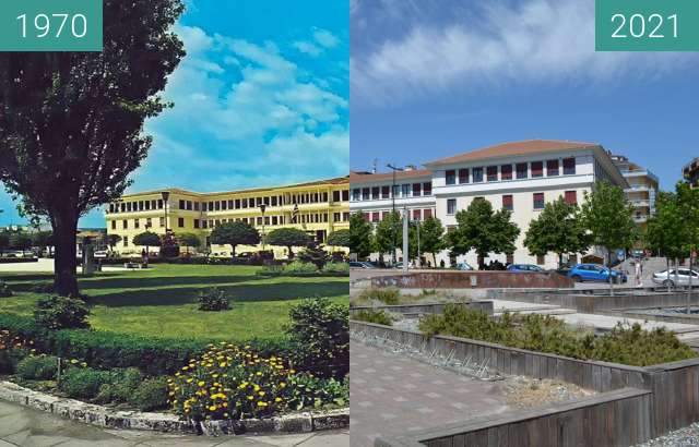 Before-and-after picture of Κεντρική Πλατεία between 1970 and 2021-Jul-03