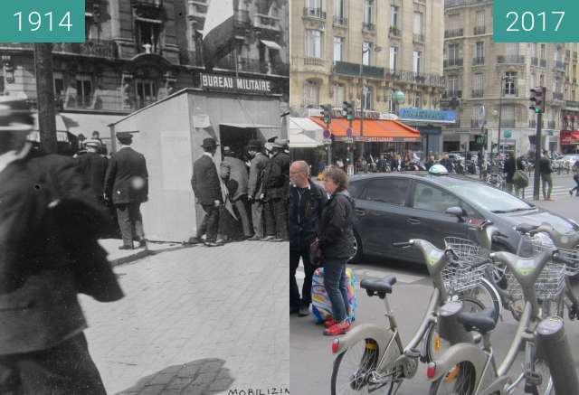 Before-and-after picture of Boulevard Diderot (WWI) between 1914 and 2017-May-01