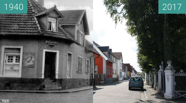 Before-and-after picture of Marienstraße 1, 76744 Maximiliansau between 1940 and 2017-Sep-03