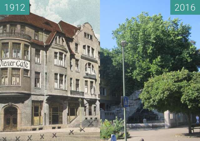 Before-and-after picture of Herrenteichswall between 1912 and 2016-Aug-31