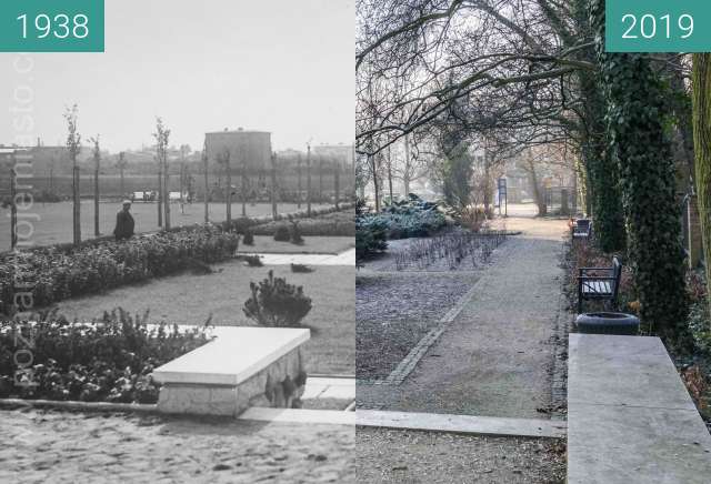 Before-and-after picture of Ulica Serafitek, park Kurpińskiego between 1938 and 2019-Jan-20