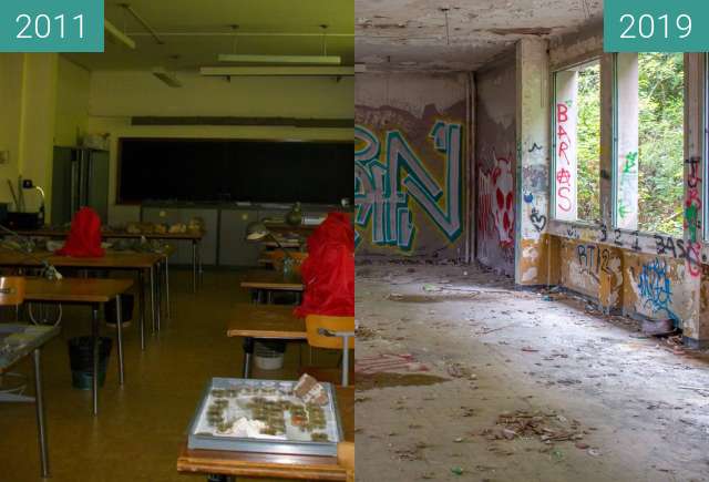 Before-and-after picture of Salle microscopes between 2011-May-06 and 2019-Aug-12