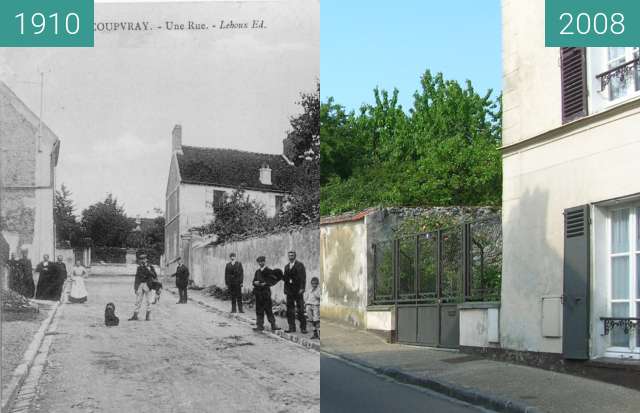 Before-and-after picture of Rue aux chevaux between 1910 and 2008-May-19