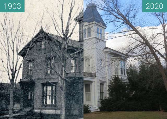 Before-and-after picture of The Charles P. Hazeltine house, Belfast, Maine between 1903 and 2020