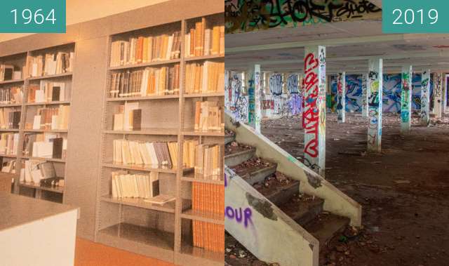 Before-and-after picture of Institut Dolomieu - La Bibliothèque between 1964 and 2019-Oct-31