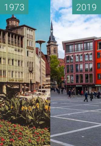 Vorher-Nachher-Bild von Stuttgart - Marktplatz zwischen 07.10.1973 und 07.10.2019