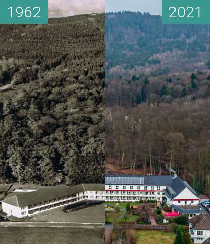 Before-and-after picture of Der "Sonnenhof" Bad Iburg between 1962 and 2021-Feb-05