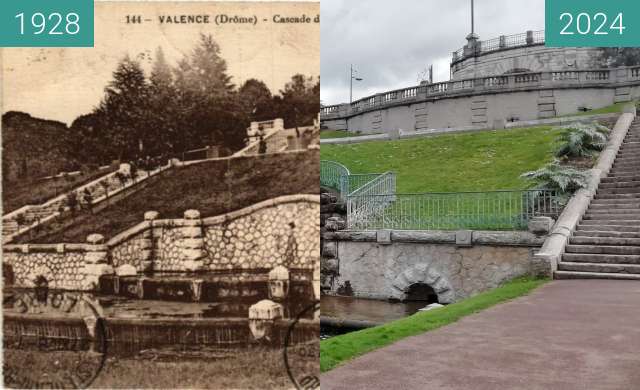 Image avant-après de fontaine parc jouvet entre 1928 et 12 mars 2024