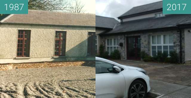 Before-and-after picture of Kilnacourt House between 1987 and 2017-Sep-12